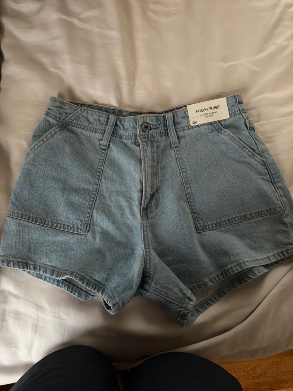 Abercrombie High Rise Linen-Blend Denim Short 3in - Picture 4 of 6